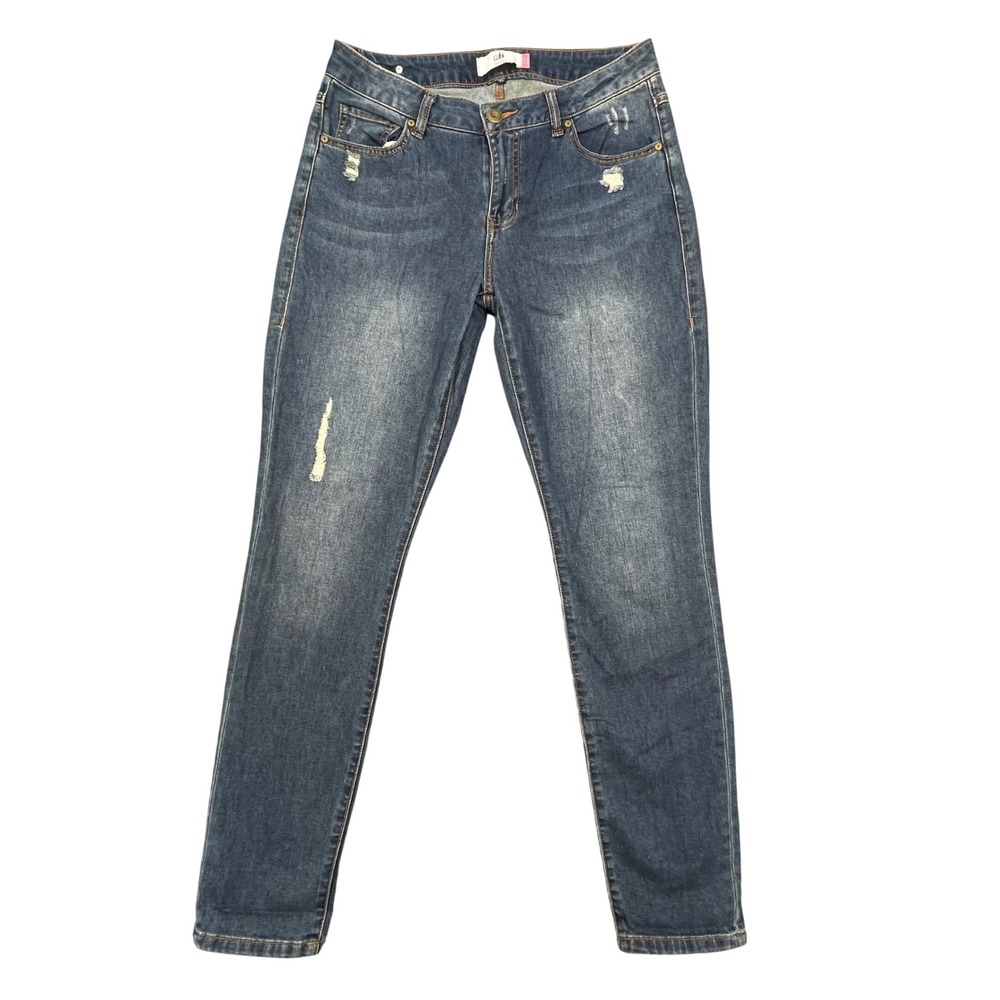 Cabi Blue Distressed Curvy Skinny Jeans Womens 10 Style 5091